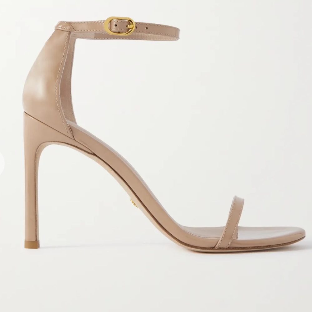 Stuart Weitzman Nudistsong Sandals in Nude Patent Leather - Picture 2 of 8